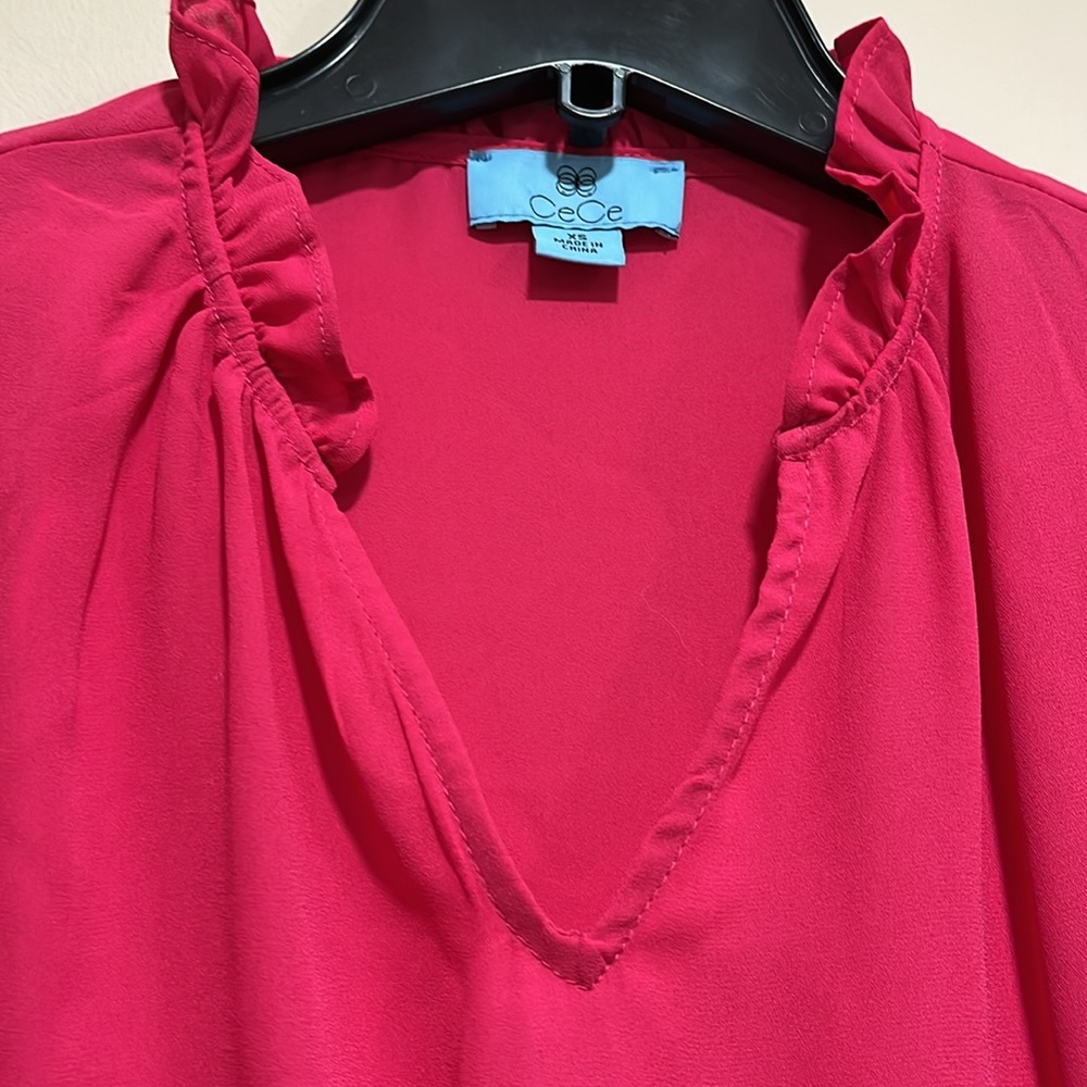 CeCe Fuchsia Ruffle Blouse - Picture 6 of 6